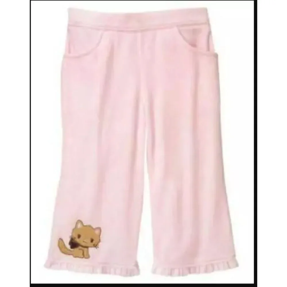 NEW Gymboree girls 2 2T pants glamour kitty pink cat velour yoga track pull on